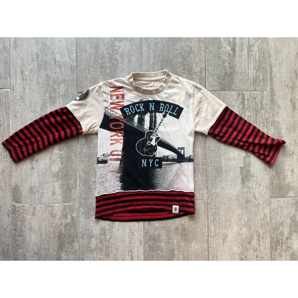 DOGWOOD Toddler Boys Long Sleeve Rock N Roll NYC T-Shirt Designer Band Tee 3T